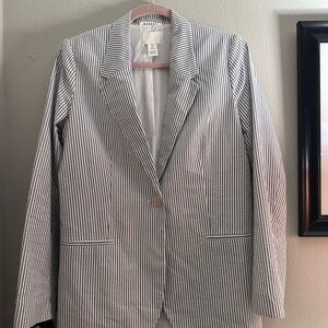 NWT H&M Women's Nautical Striped Blazer Blue and White